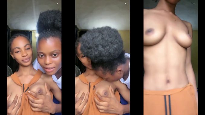 2 Playful Naija Slim Girls Flaunting And Pressing Boobs On Busscast Live Show