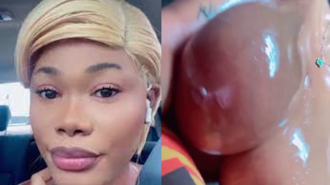 Bobrisky's Former P.A Oye Kyme Flaunting Her Oiled Up Big Boobs