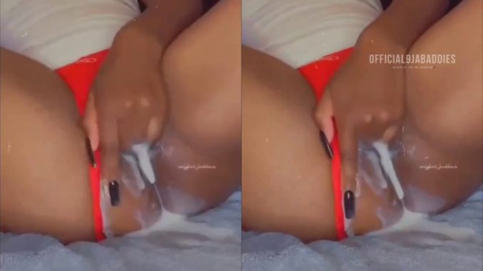 Cum Keeps Pouring Out Of Her Pussy As She Fingers It