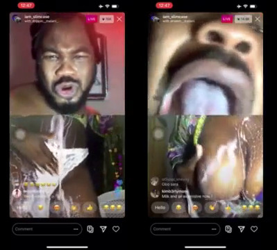 Naija Girl On Instagram Live With Slimcase Teasing As She Shows Off Her Big Boobs While Pouring Milk All Over Them And Her Body