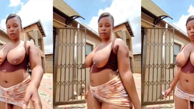 Hot Thick Sexy Girl Without Panties Steps Out In Her Compound, Flaunts Her Pussy And Teases Her Waist Line