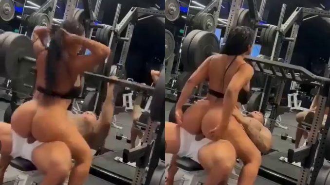 She Riding His Dick In The Gym While He's Doing Bench Workout