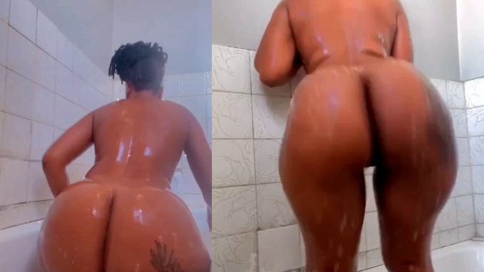 Very Gigantic Big Ass Mzansi Baddie Twerks Her Big Booty In The Bathroom As She Shower